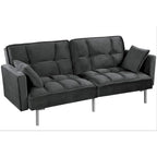 Converteerbare slaapbank met getufte fluwelen bekleding en metalen poten