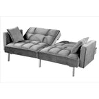 Converteerbare slaapbank met getufte fluwelen bekleding en metalen poten