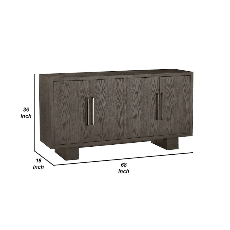 68 inch dressoir buffetkast met rubberhout en essengrijs afwerking