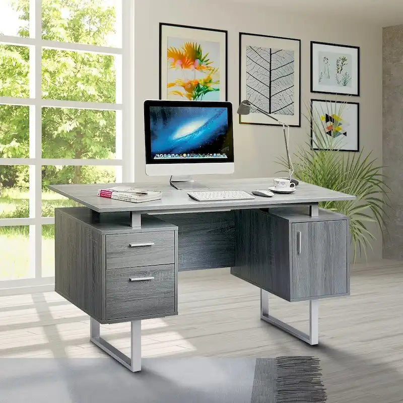 Computerbureau met opberglades en kast