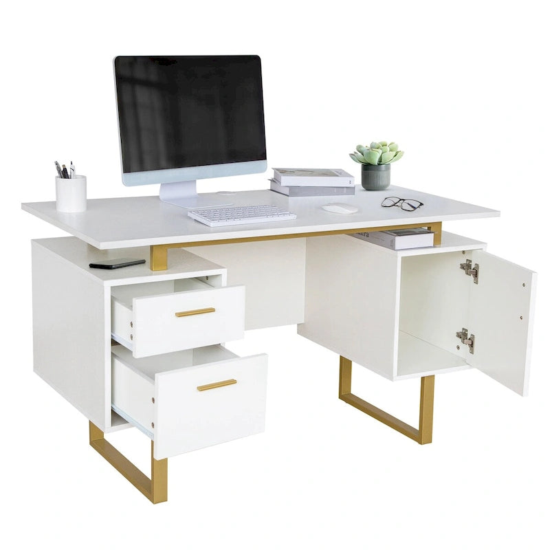 Computerbureau met opberglades en kast