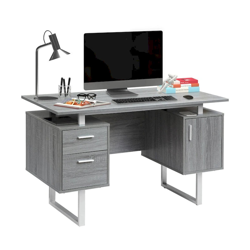 Computerbureau met opberglades en kast