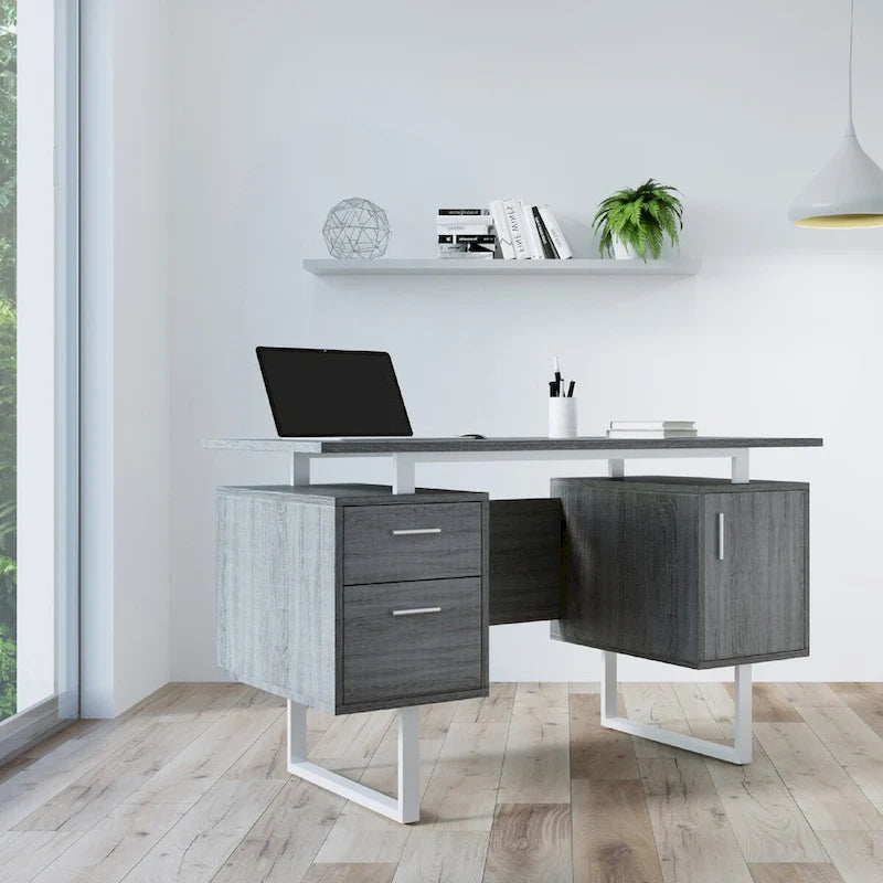 Computerbureau met opberglades en kast