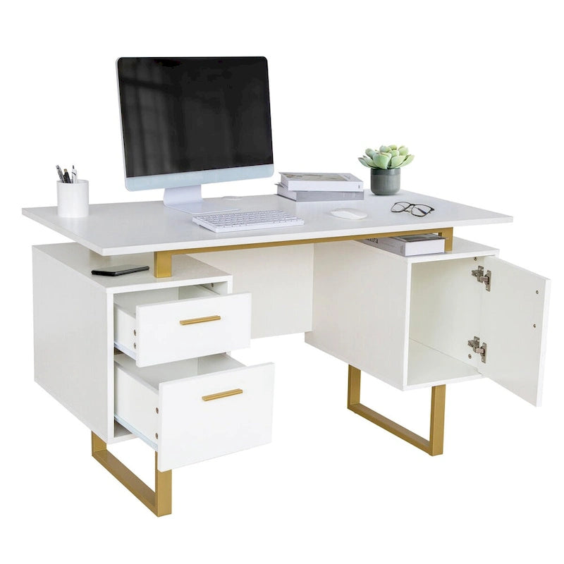 Computerbureau met opberglades en kast