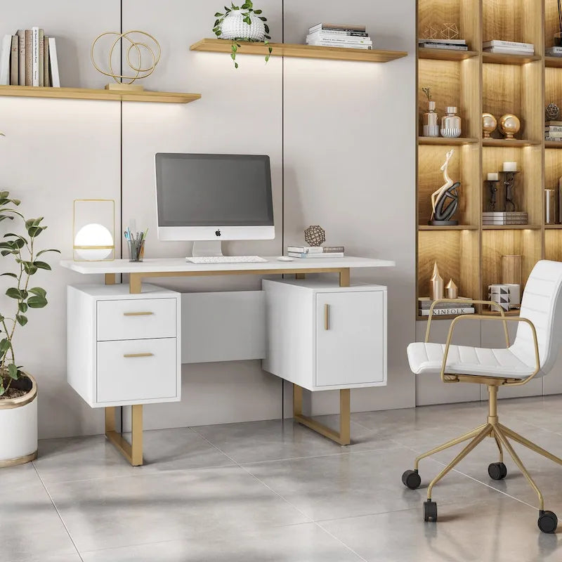 Computerbureau met opberglades en kast