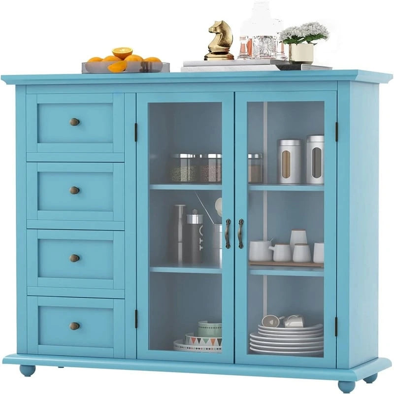 Dressoir Opbergkast met Lades en Glazen Deur
