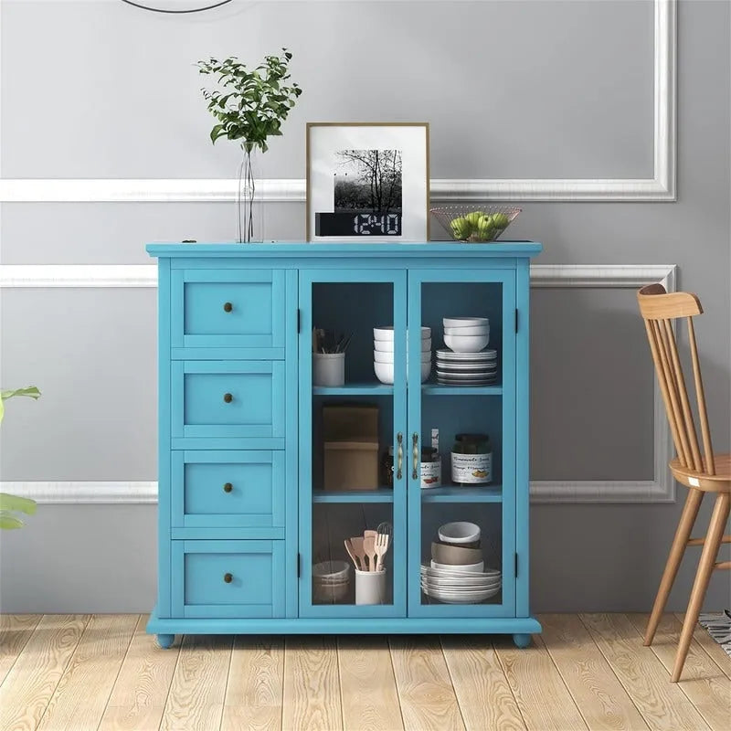 Dressoir Opbergkast met Lades en Glazen Deur