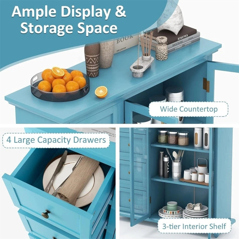 Dressoir Opbergkast met Lades en Glazen Deur