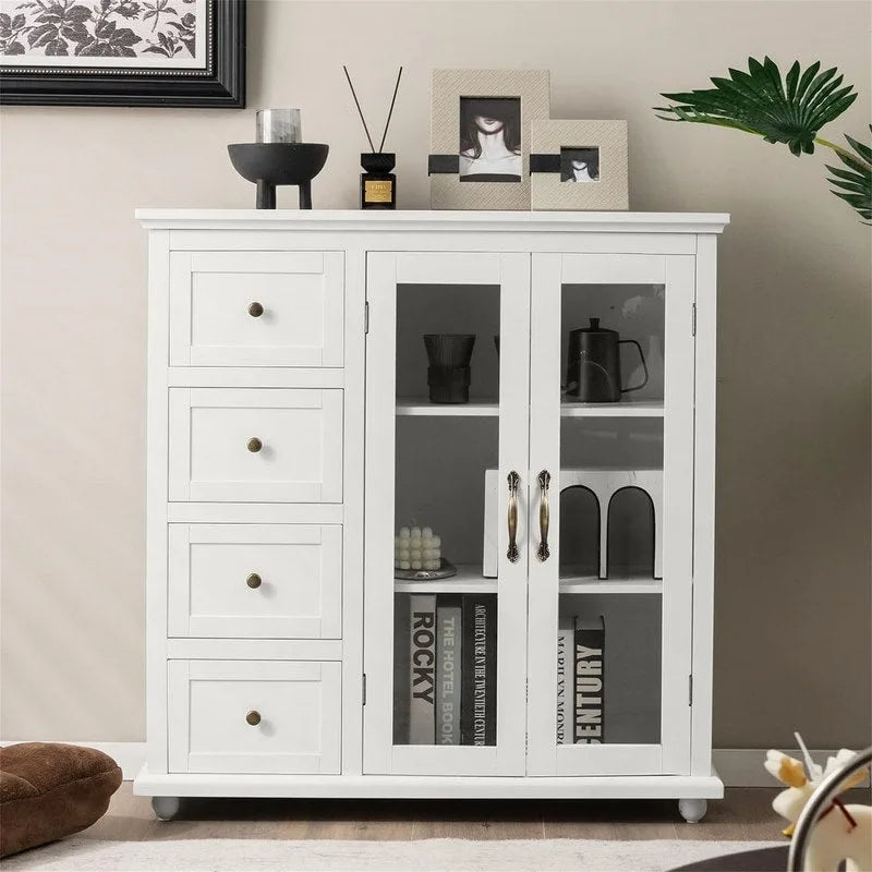 Dressoir Opbergkast met Lades en Glazen Deur