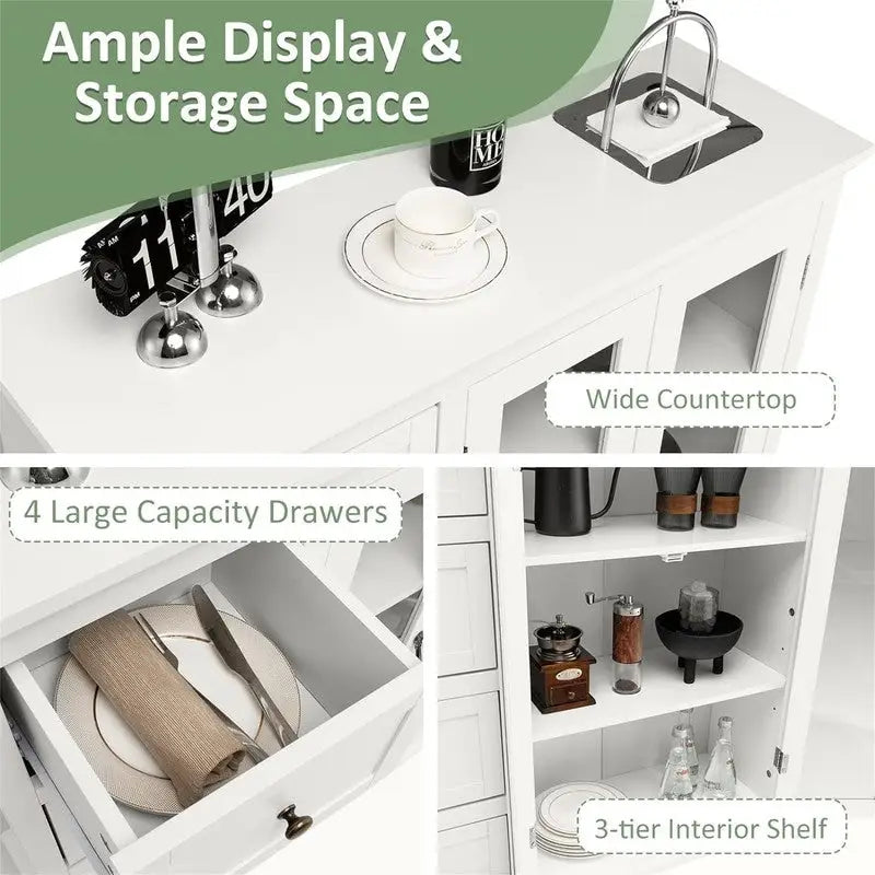 Dressoir Opbergkast met Lades en Glazen Deur