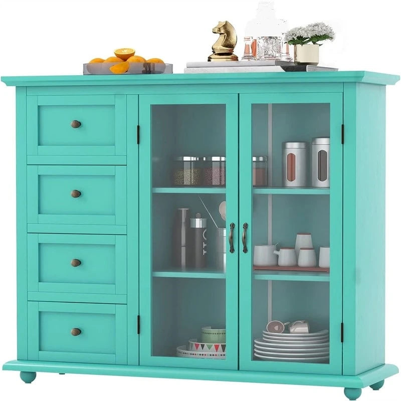 Dressoir Opbergkast met Lades en Glazen Deur