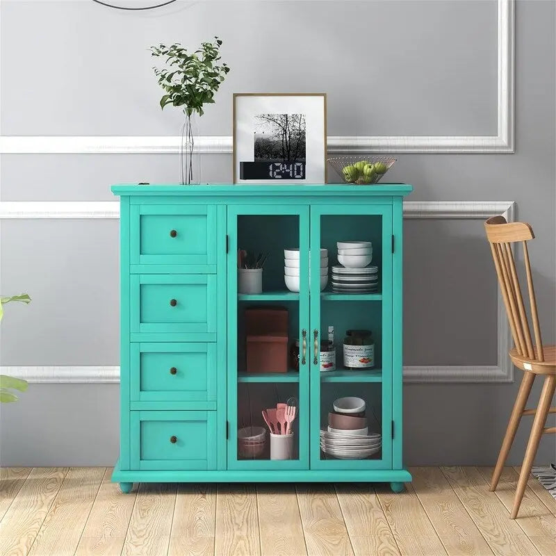 Dressoir Opbergkast met Lades en Glazen Deur