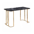 47 inch modern bureau met USB-stopcontact, gouden metalen poten, zwart kunstmarmeren blad