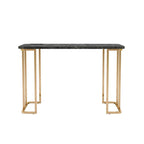 47 inch modern bureau met USB-stopcontact, gouden metalen poten, zwart kunstmarmeren blad