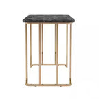 47 inch modern bureau met USB-stopcontact, gouden metalen poten, zwart kunstmarmeren blad