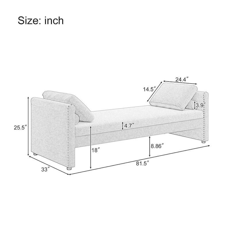 Gestoffeerde Chaise Lounger Slaapbank met Kussens